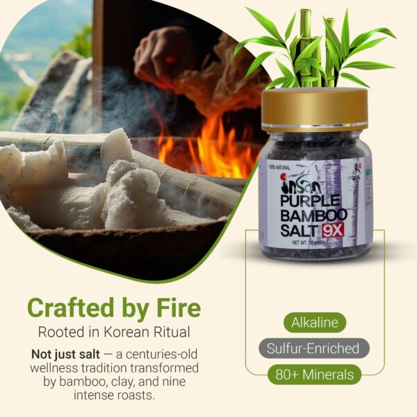 INSAN 9x Roasted Bamboo Salt – Korean Alkaline Mineral Salt for Cooking Detox Use | 80+ Trace Mineral | CRYSTAL 240g - Image 4
