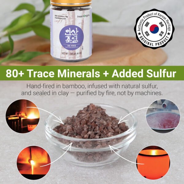 INSANORIGINS®9x Roasted Bamboo Salt – The Original |  Korean Alkaline Mineral Salt for Cooking Detox Use | 80+ Trace Mineral | CRYSTAL 240g - Image 3